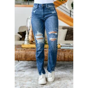 Judy Blue Christine High Contrast Slim Boot Cut Destroyed Jean - 13/31